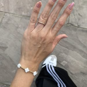 Lucky Clover | Gold Filled, Sterling Silver Bracelet (3mm beads)