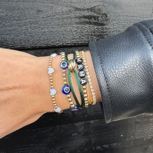 Mother of Pearl Heart | Gold Filled, Sterling Silver Bracelet (3mm beads)