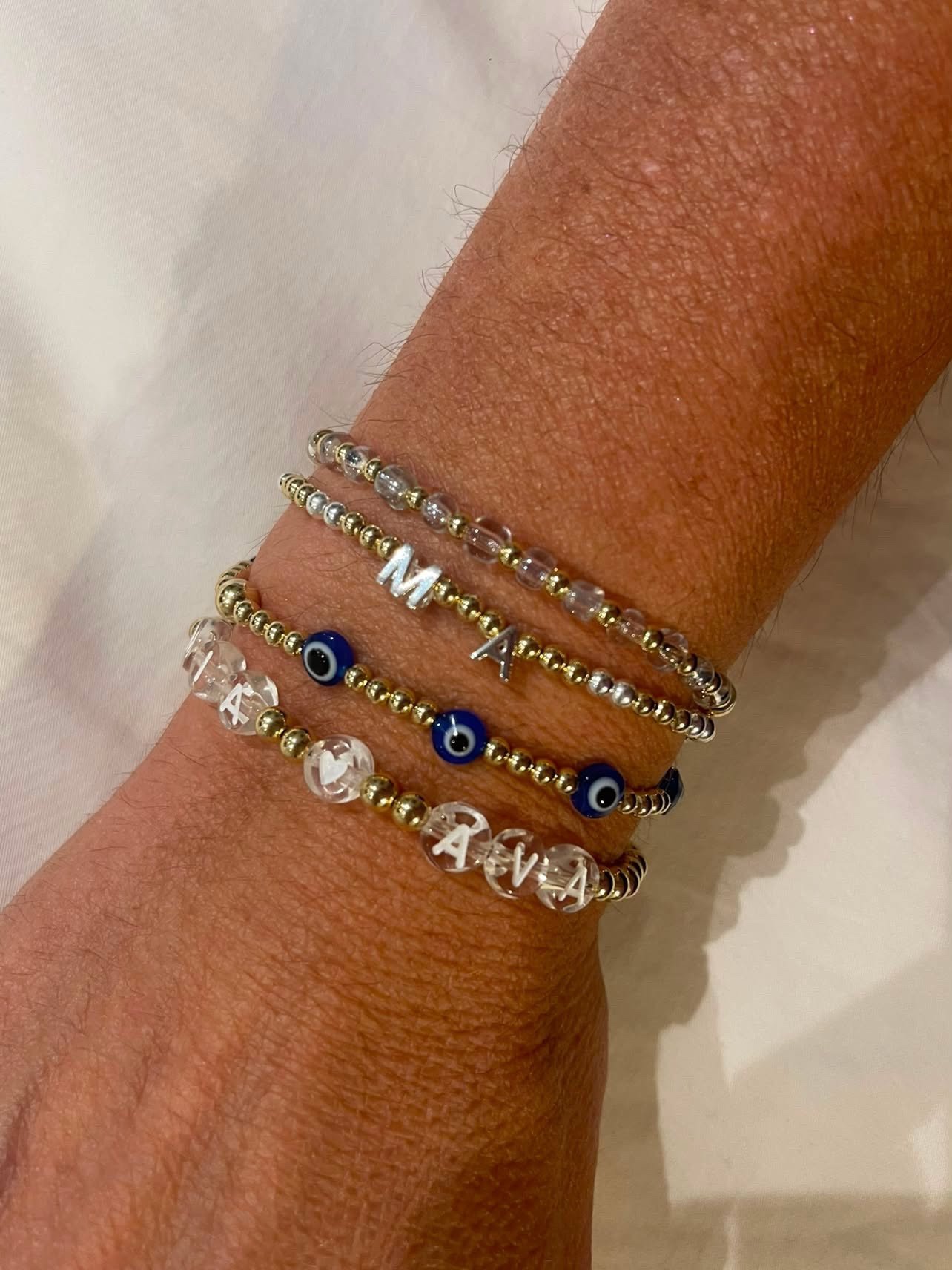 Luxe Eyes On You | Gold Filled, Sterling Silver Bracelet (3mm beads) - Image 2