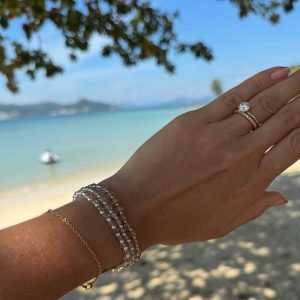 Luxe Clear Glass | Gold Filled, Sterling Silver Stacking Bracelet (3mm beads)