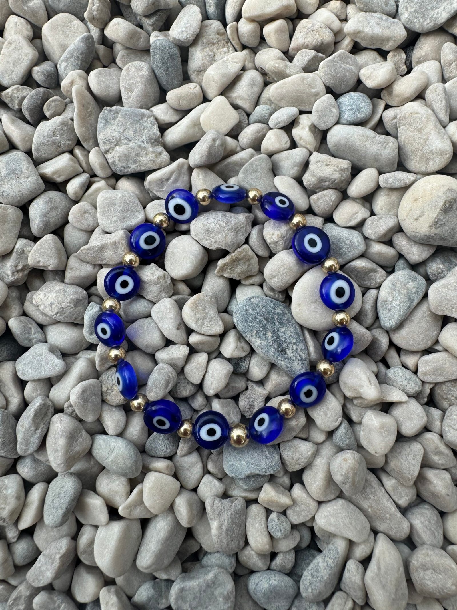 Flat Resin eye bead | Gold Filled, Sterling Silver Stacking Bracelet (4mm beads) - Image 3
